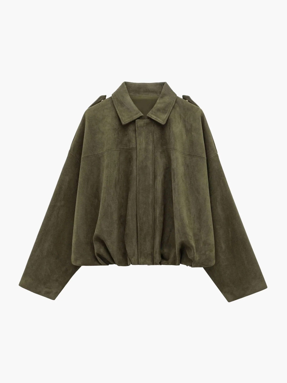 Kurtka damska oversize z strukturalnym kołnierzem i kieszeniami - 1 - Livia-Moda