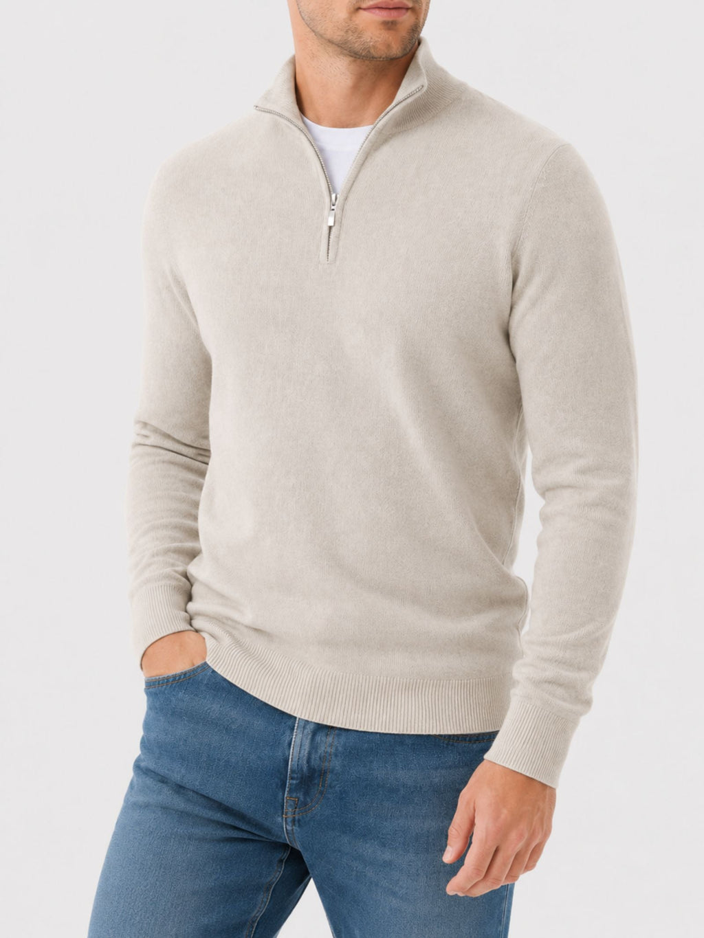 Pullover męski z półzamkiem i klasycznym krojem - 2 - Livia-Moda