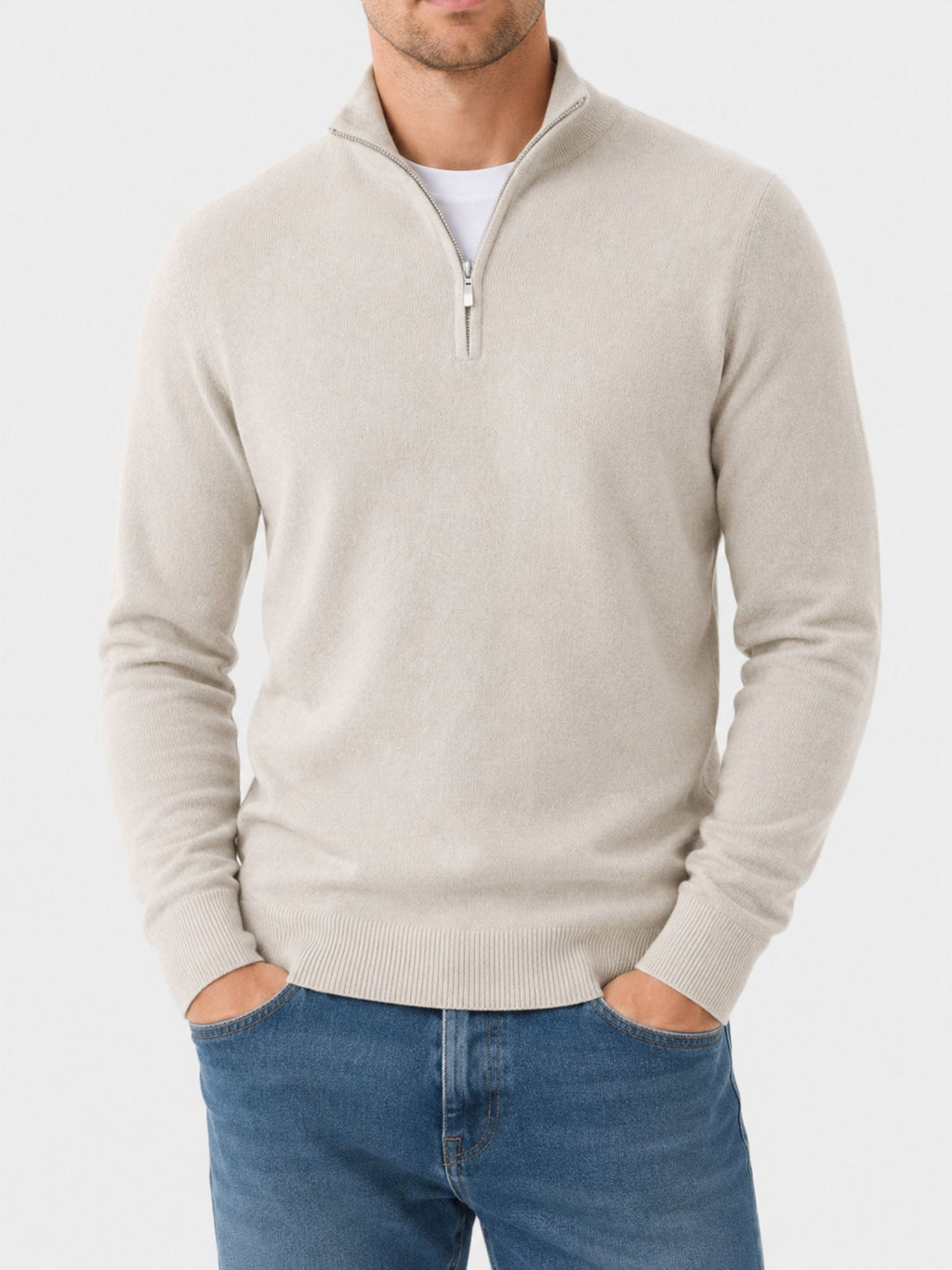 Pullover męski z półzamkiem i klasycznym krojem - 3 - Livia-Moda