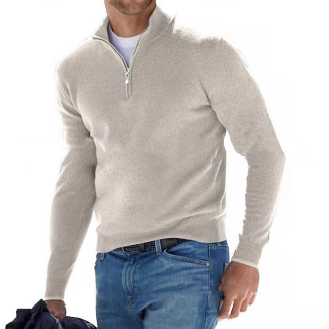 Pullover męski z półzamkiem i klasycznym krojem - 9 - Livia-Moda