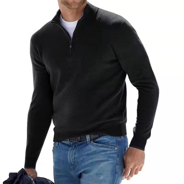 Pullover męski z półzamkiem i klasycznym krojem - 10 - Livia-Moda