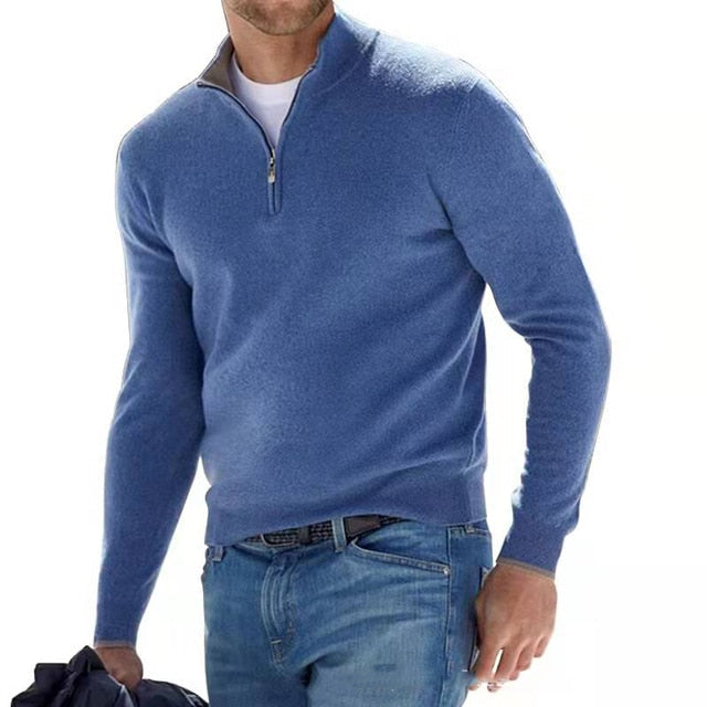 Pullover męski z półzamkiem i klasycznym krojem - 11 - Livia-Moda