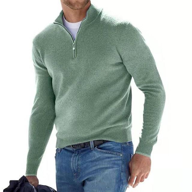 Pullover męski z półzamkiem i klasycznym krojem - 13 - Livia-Moda