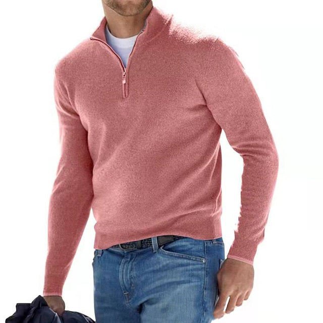 Pullover męski z półzamkiem i klasycznym krojem - 14 - Livia-Moda