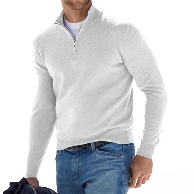 Pullover męski z półzamkiem i klasycznym krojem - 15 - Livia-Moda