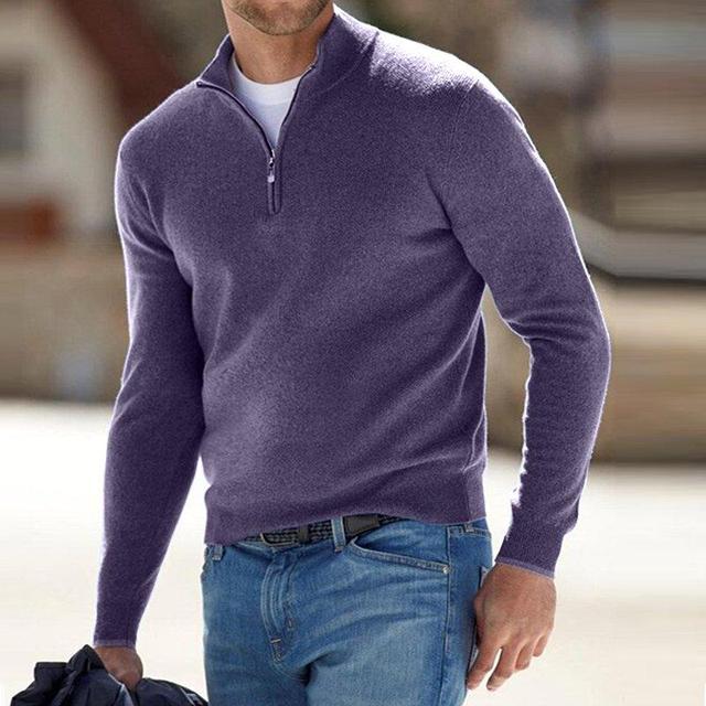 Pullover męski z półzamkiem i klasycznym krojem - 16 - Livia-Moda