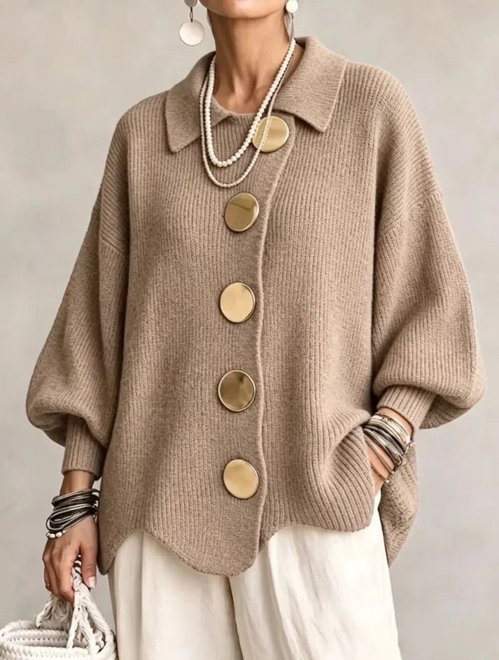 Cardigan Damen mit Oversized-Schnitt und eleganten Knöpfen - 3 - Trendlinie