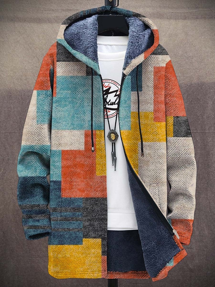 Hoodie Cardigan Damen mit auffälligem Patchwork-Muster und Kapuze - 2 - Annoboutique