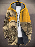 Hoodie damski z wzorem fal i luźnym krojem - 1 - Livia-Moda