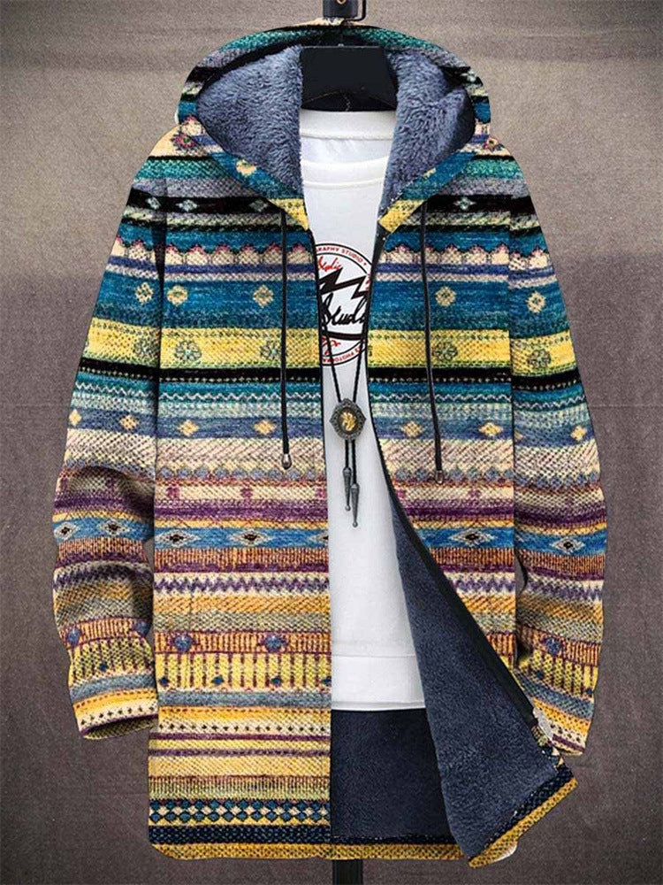 Kurtka damska z kapturem w kolorowy wzór z unikalnym designem - 1 - Livia-Moda