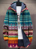 Hoodie damski z kolorowym wzorem i kapturem - 1 - Livia-Moda