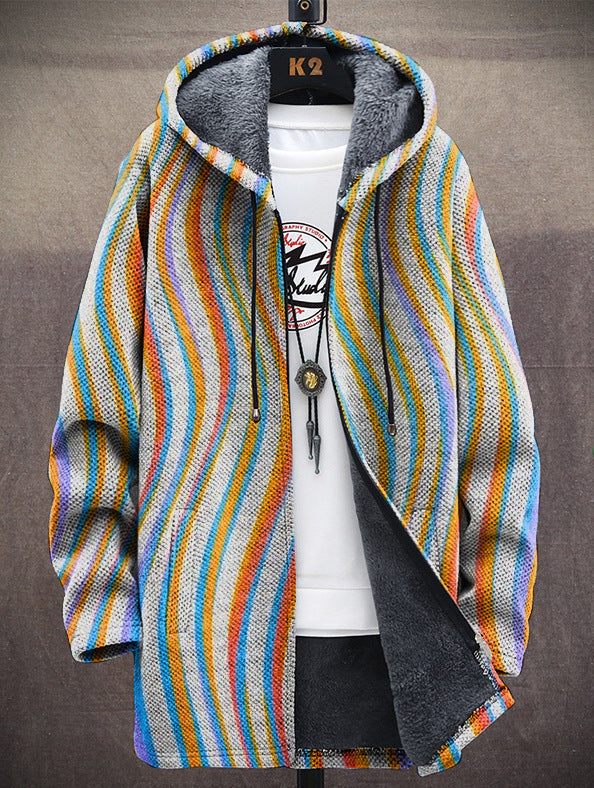 Hoodie damski z kapturem w kolorowe pasy - 1 - Livia-Moda