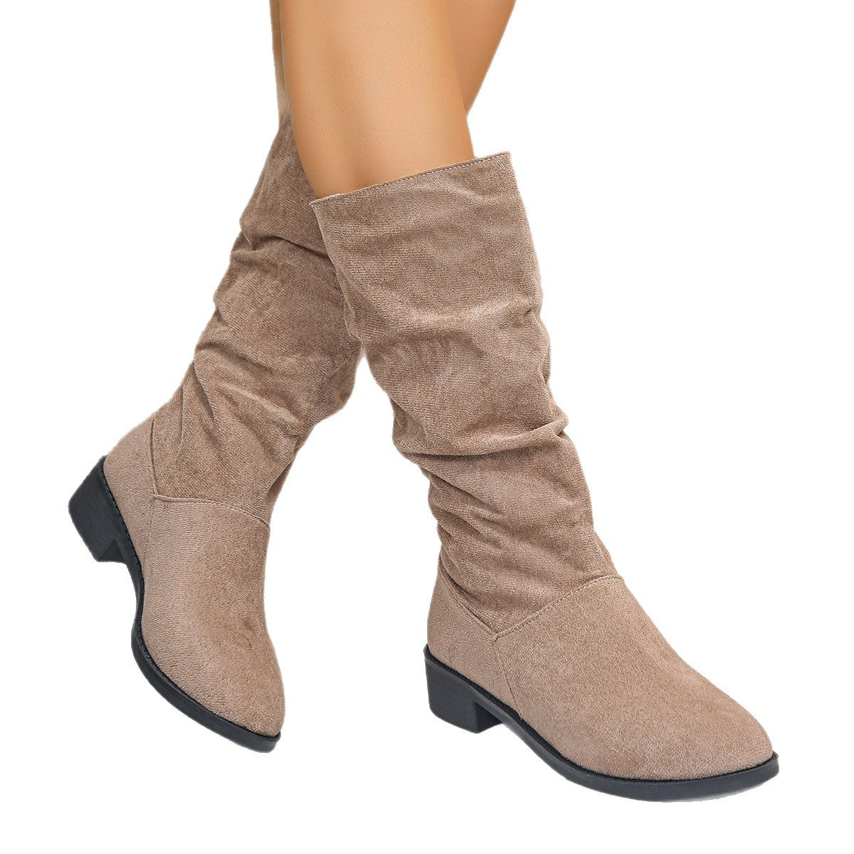 Botki Damskie Casual Slouchy z Okrągłym Noskiem - 3 - Livia-Moda