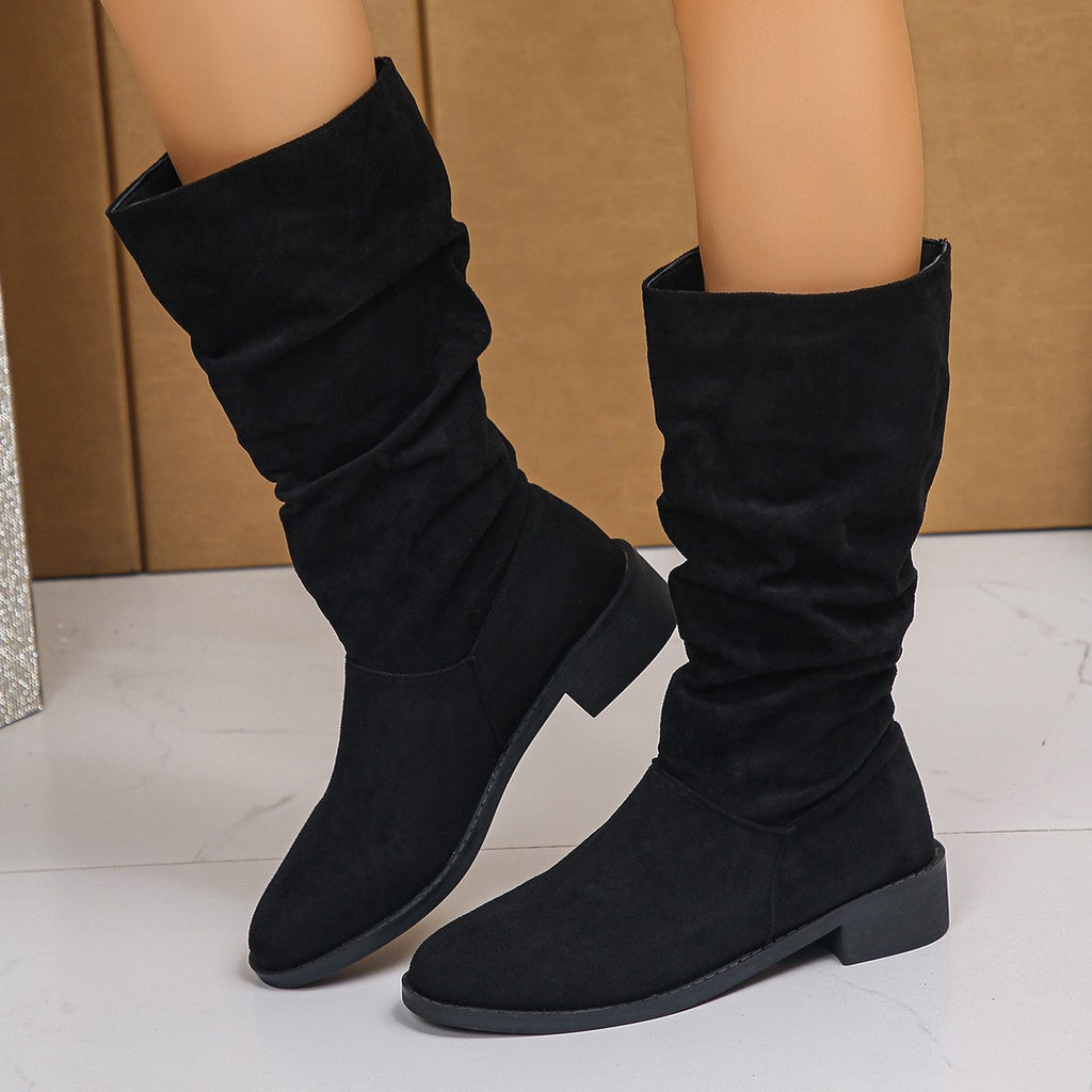 Botki Damskie Casual Slouchy z Okrągłym Noskiem - 7 - Livia-Moda
