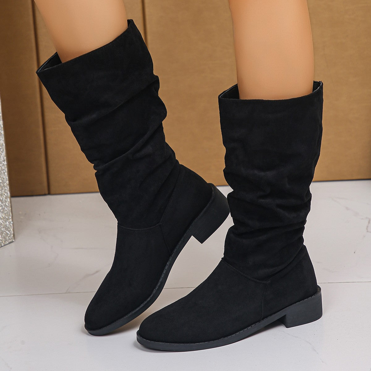 Botki Damskie Casual Slouchy z Okrągłym Noskiem - 7 - Livia-Moda