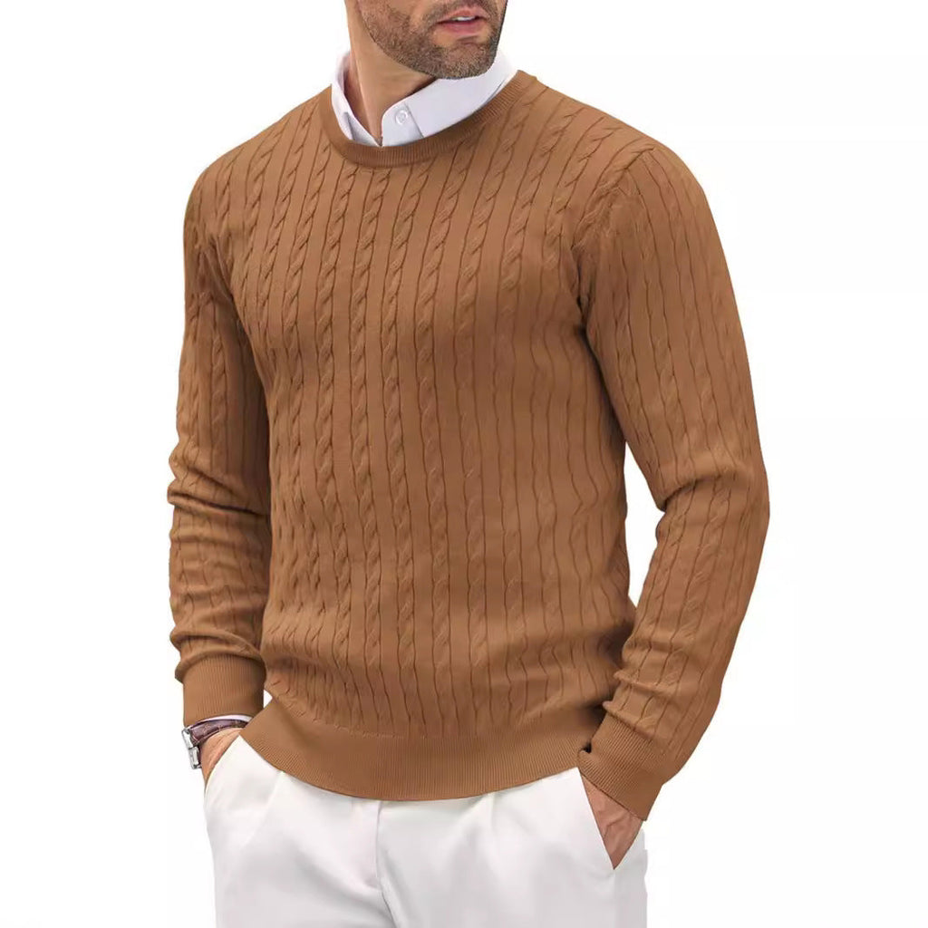 Pullover Męski Slim Fit z skręconym wzorem warkoczowym - 2 - Livia-Moda