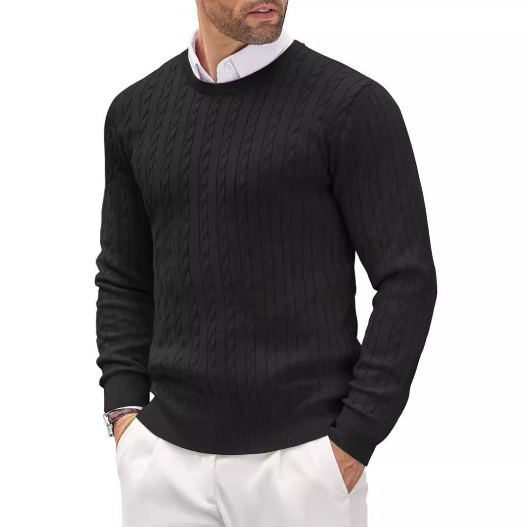 Pullover Męski Slim Fit z skręconym wzorem warkoczowym - 5 - Livia-Moda