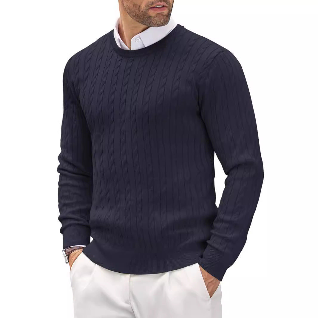 Pullover Męski Slim Fit z skręconym wzorem warkoczowym - 7 - Livia-Moda