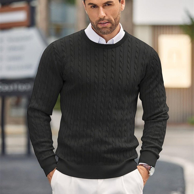 Pullover Męski Slim Fit z skręconym wzorem warkoczowym - 9 - Livia-Moda