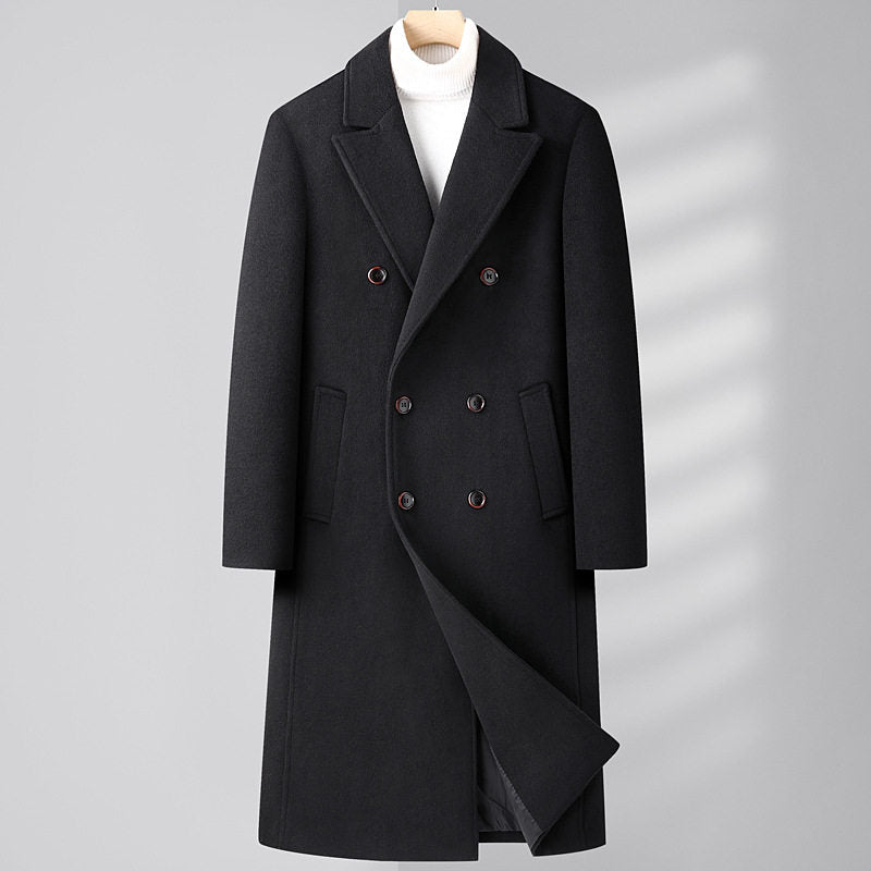 Płaszcz męski dwurzędowy slim-fit z bocznymi kieszeniami - 1 - Livia-Moda