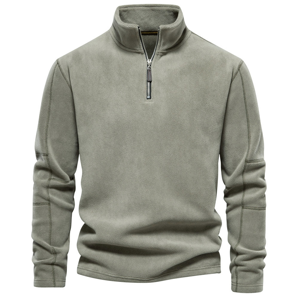 Męski sweter z długim rękawem, stójką i półzamkiem - 1 - Livia-Moda