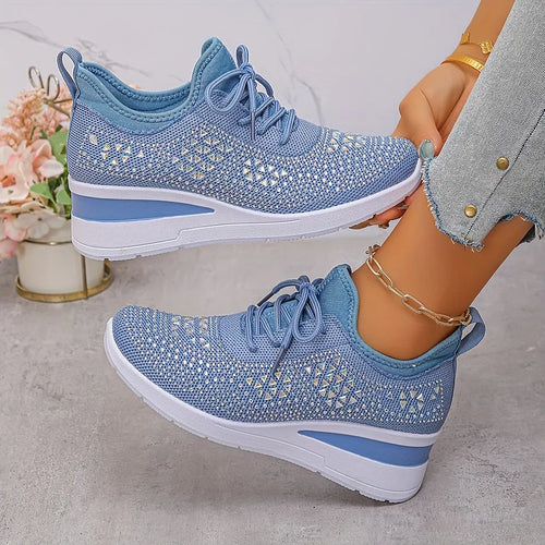 Amelia - Damskie białe sneakersy z kryształkami