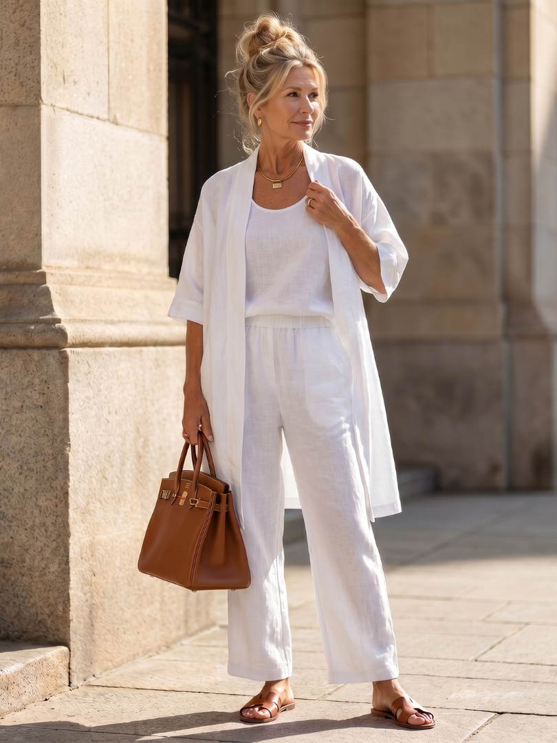 Dwuczęściowy zestaw składający się z luźnej bluzki i spodni damskich - J&B; - 19 - Livia-Moda