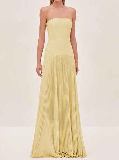 Alina – Women Strapless Pleated Maxi Dress - Image 7