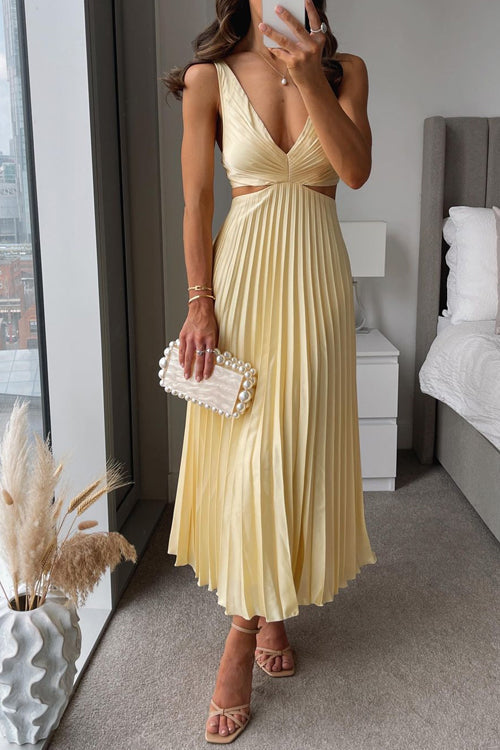 Camila – Elegancka damska sukienka wieczorowa midi plisowana