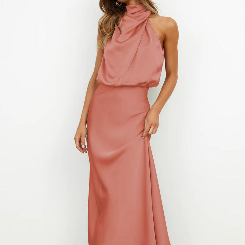 Sophie – Elegant Draped Halter Neck Dress - Image 2