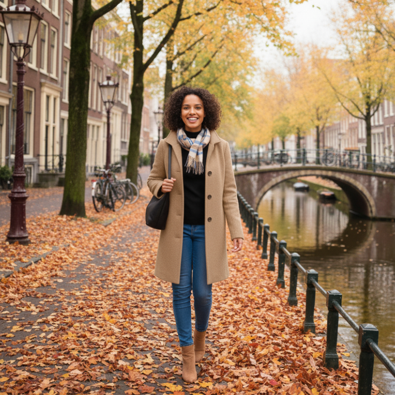 Hazel – Stylowy wełniany płaszcz z kołnierzem dla kobiet