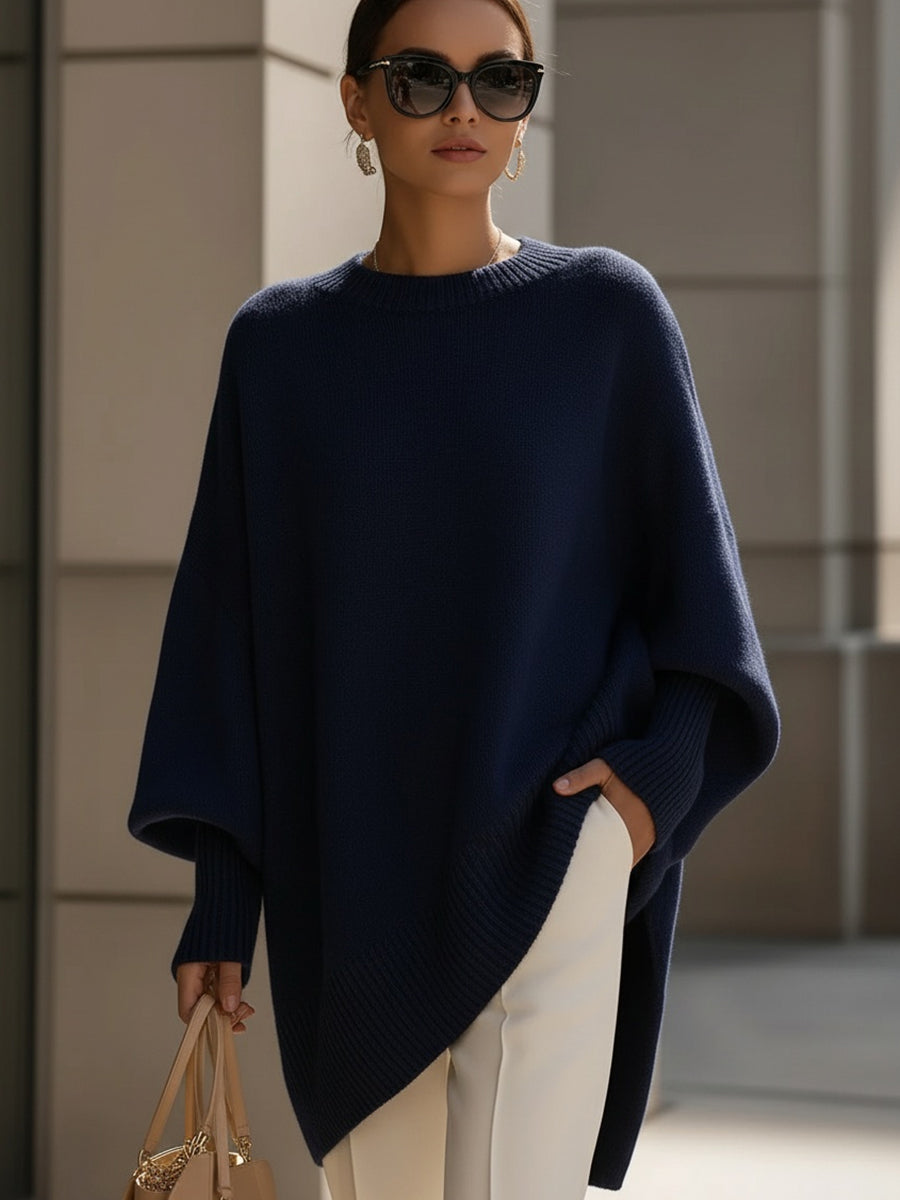 Elena – Elegancki oversize sweter typu ponczo dla kobiet