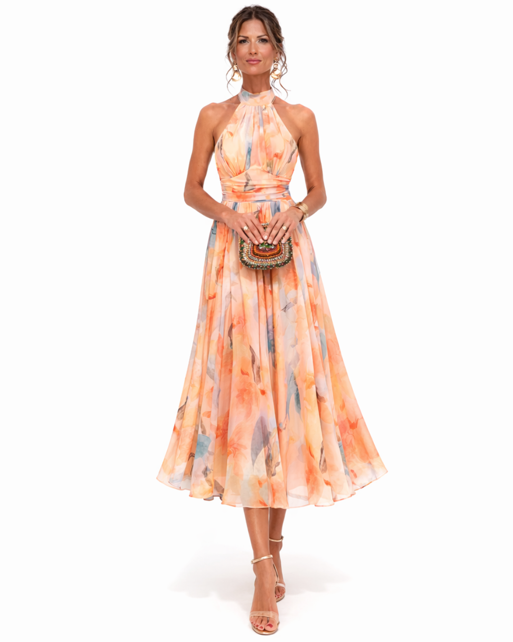 Monika – Floral Halter Neck Dress - Image 1