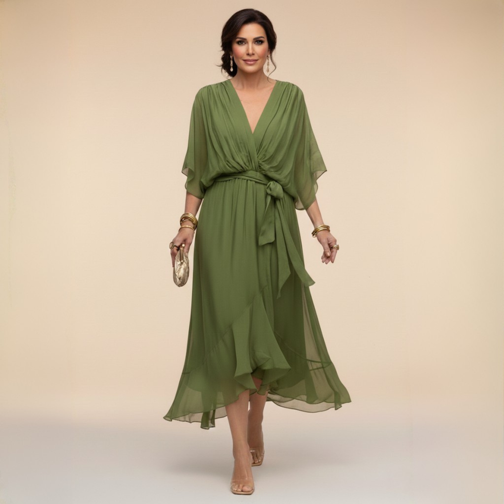 Erika – Elegant Flowing V-Neck Dress - Image 2