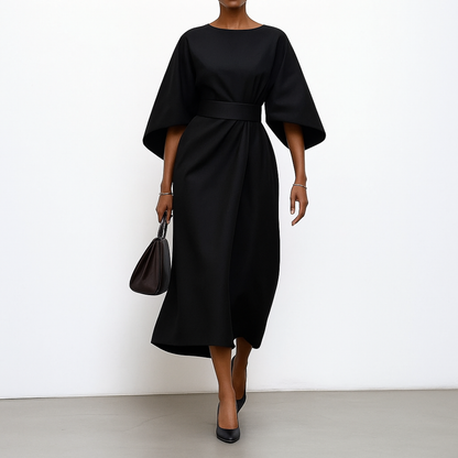 Paula – Elegant Satin Batwing Sleeve Dress for Women - Image 9