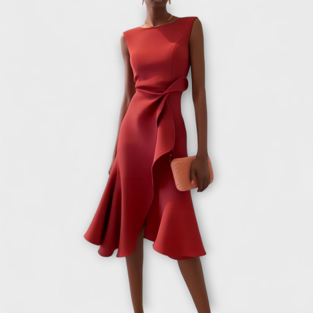 Lena – Women Draped Asymmetric Formal Dress - Image 1