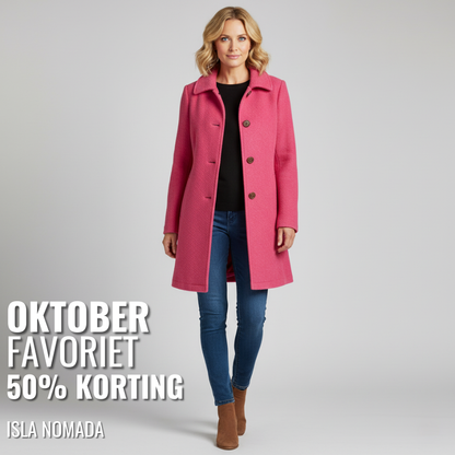 Hazel – Stylowy wełniany płaszcz z kołnierzem dla kobiet