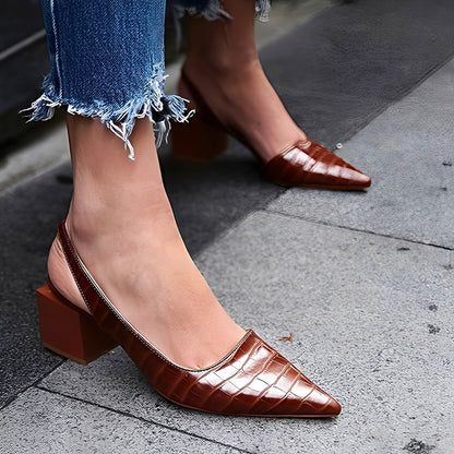 Clara – Eleganckie czółenka slingback na niskim obcasie damskie