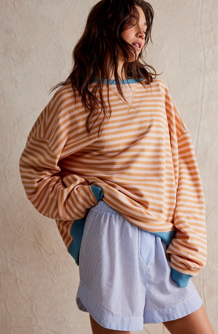 Lena – Damska Oversize Bluza w Paski z Bawełny Premium