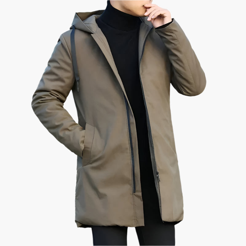 Długa męska kurtka z kapturem i zamkiem błyskawicznym - J&B; - 6 - Livia-Moda