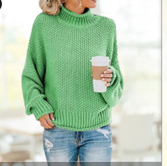 Mila - Damski kaszmir sweter z golfem oversize