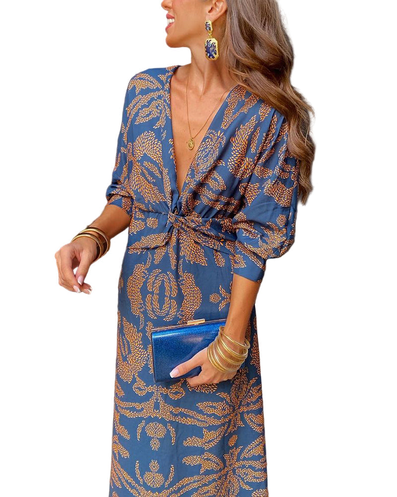 Marie – Long Sleeve V-neck Dress - Image 1