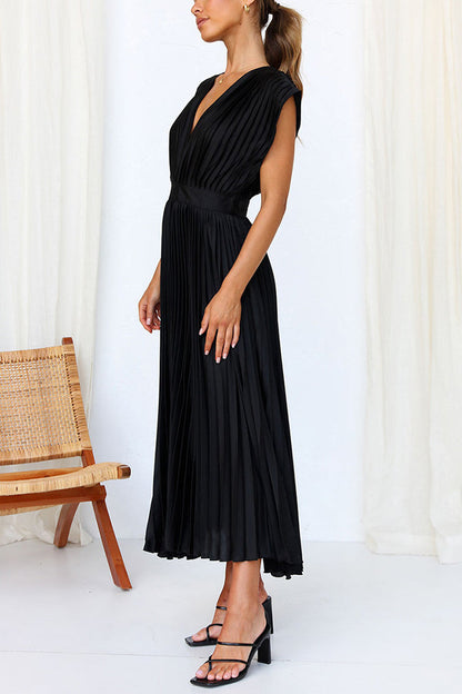 Mia – Women Satin Pleated Maxi Dress - Image 12