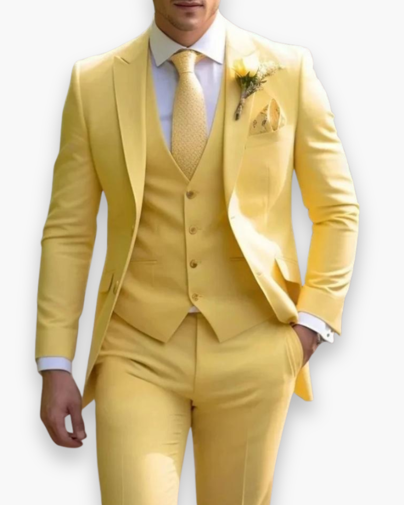 Męski Trzyczęściowy Garnitur z Kamizelką i Eleganckim Krojem | L&V - 5 - Livia-Moda