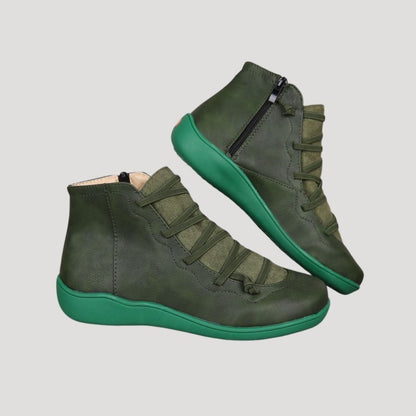 Evelyn – Damskie skórzane botki casual z podwójnym paskiem