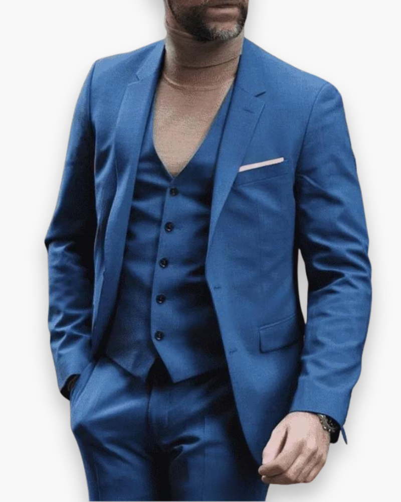 Męski Trzyczęściowy Garnitur z Kamizelką i Eleganckim Krojem | L&V - 8 - Livia-Moda