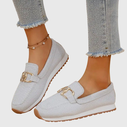 Britta – Women Metal Accent Slip On Loafers - Image 9