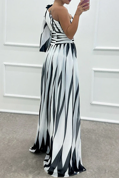 Julia – Women Striped One Shoulder Dress - Image 6