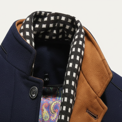 Lucas – Elegancki płaszcz miejski z wysokim kołnierzem męski