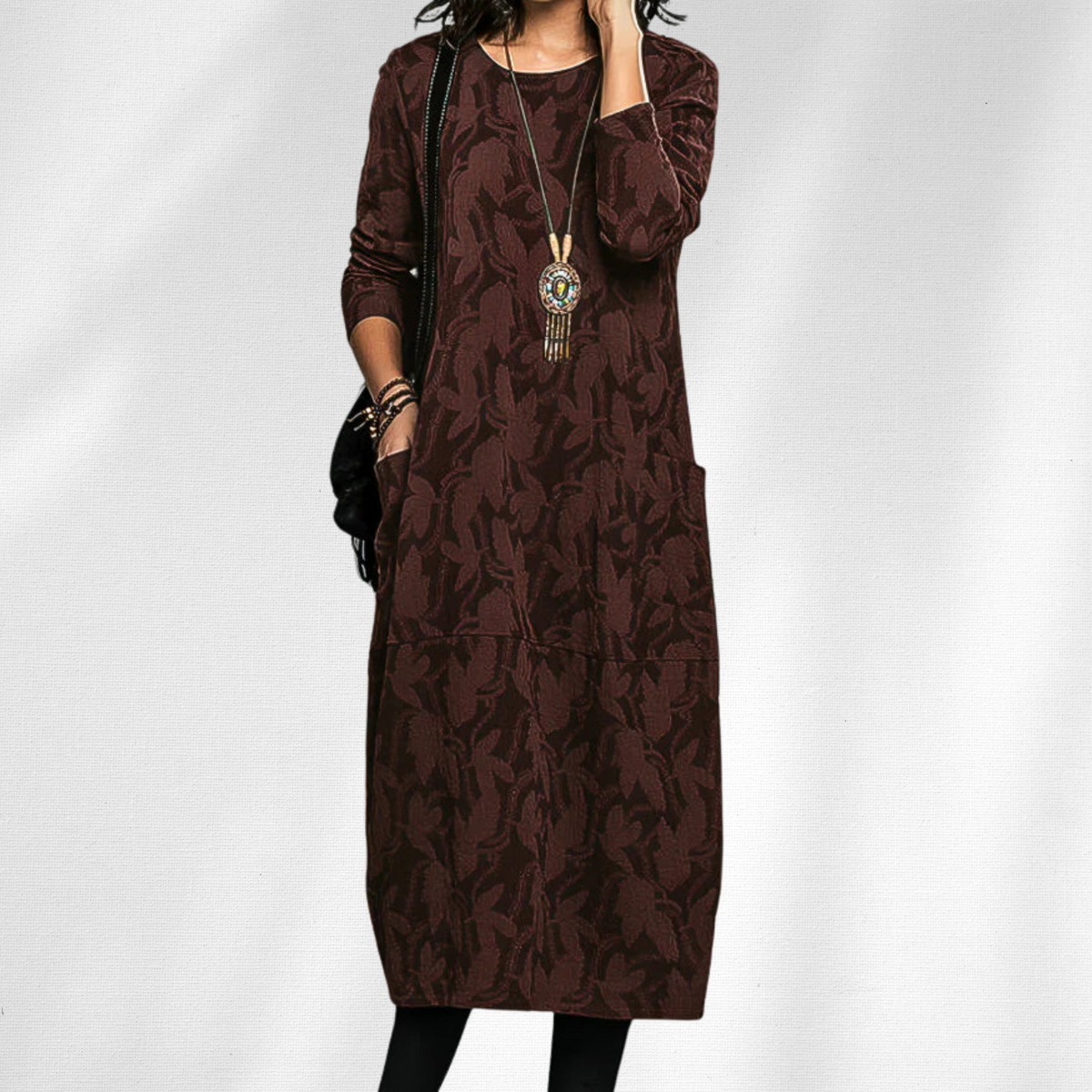 Antonia – Women Floral Crewneck Casual Dress - Image 2